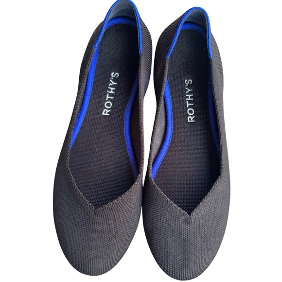 Rothys Women's Black & Blue Pointed Toe Flats W8 Eco-Friendly Recycled Textile - Picture 1 of 9